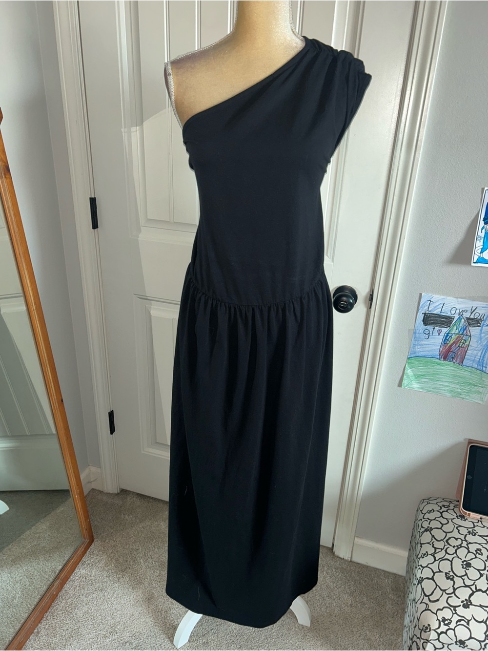 NWT ELOQUII Elements Women's Plus Size Maxi One Shoulder Dress Black Sz 18/20